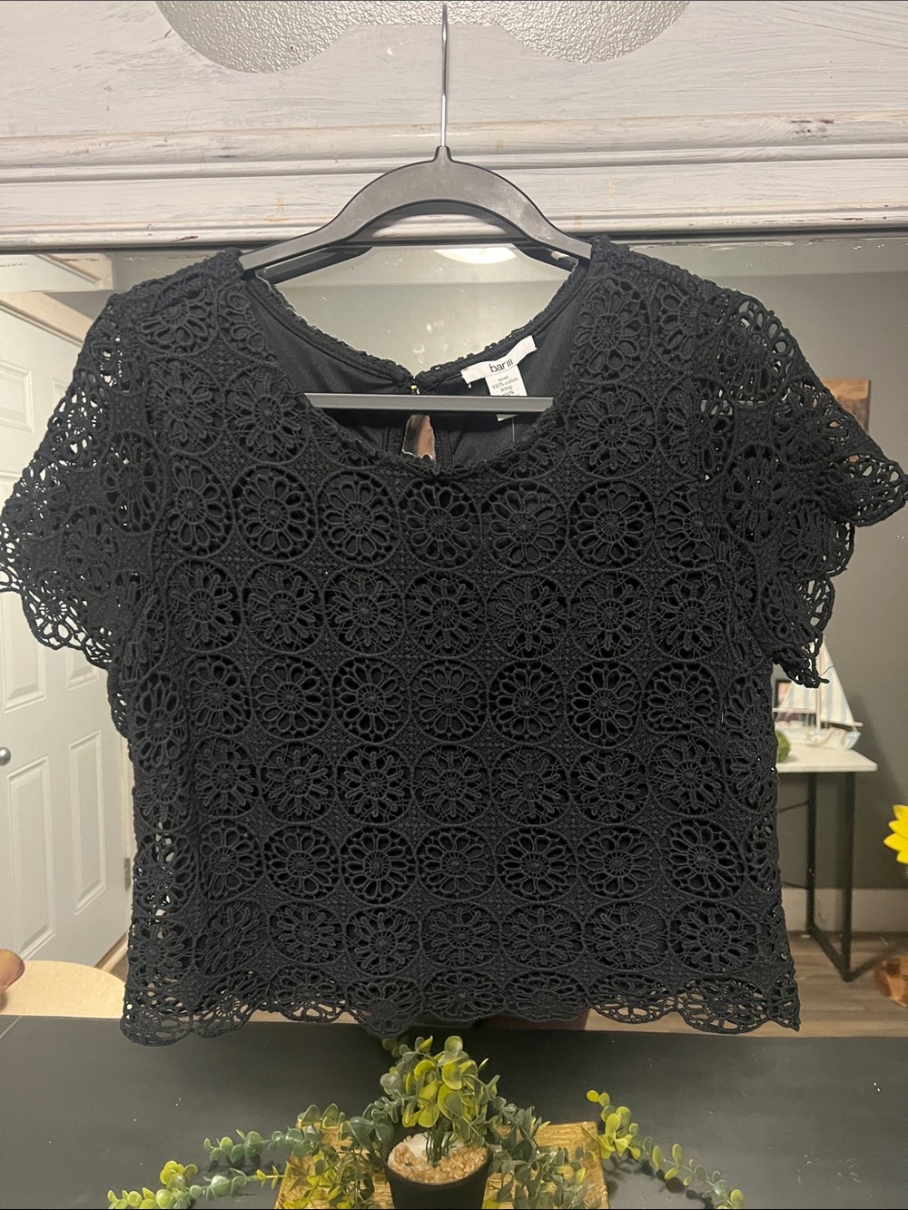 NEW Bar III Black Crochet Lace Crop Top
